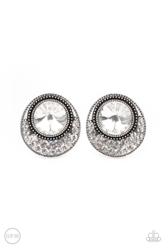 ​Off The RICHER-Scale - White - Paparazzi Earring Image