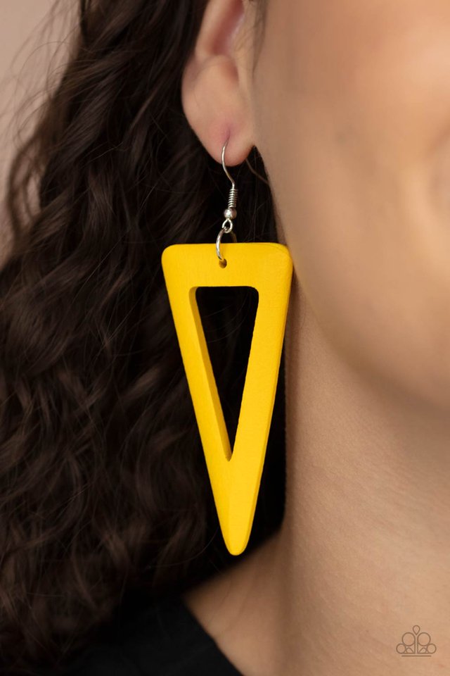 Bermuda Backpacker - Yellow - Paparazzi Earring Image