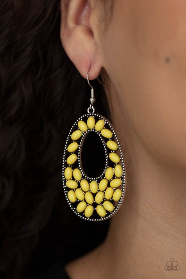 ​Beaded Shores - Yellow - Paparazzi Earring Image