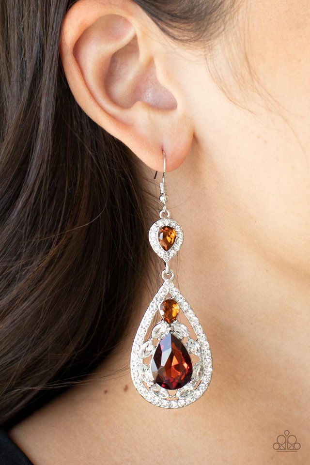 Posh Pageantry - Brown - Paparazzi Earring Image