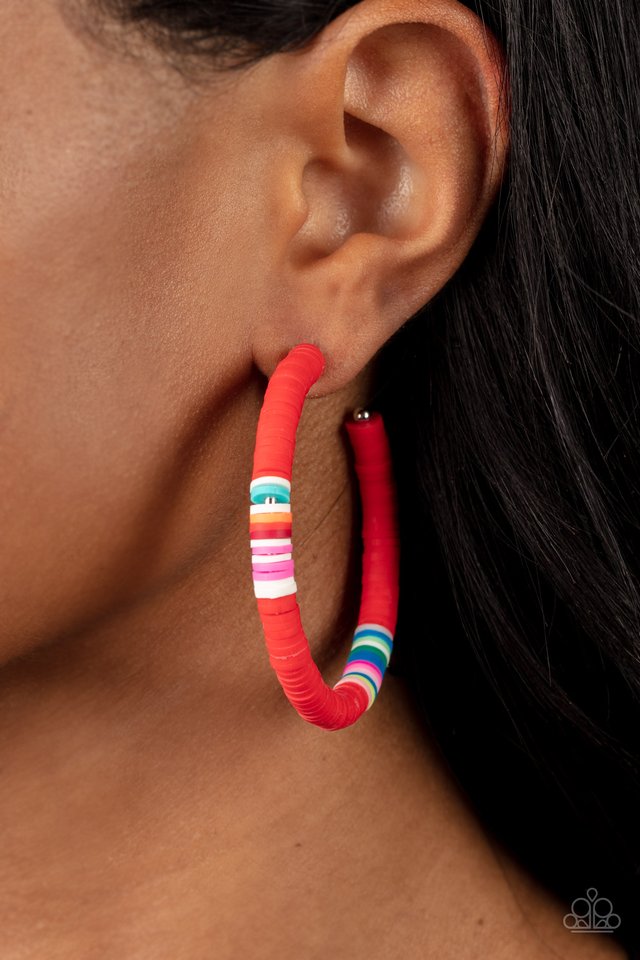Colorfully Contagious - Red - Paparazzi Earring Image