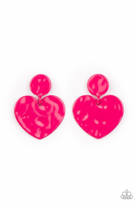 Just a Little Crush - Pink - Paparazzi Earring Image