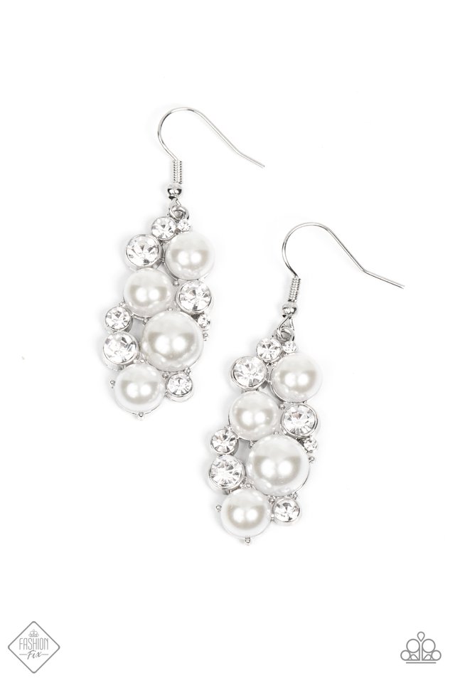 Fond of Baubles - White - Paparazzi Earring Image