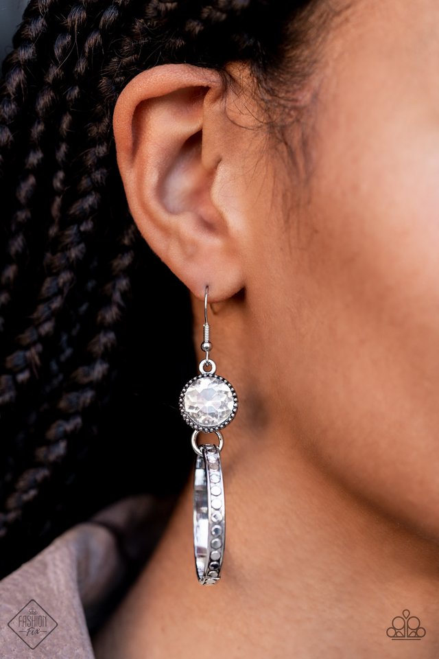 Standalone Sparkle - White - Paparazzi Earring Image