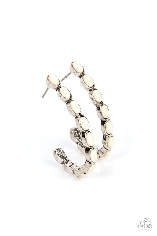 Kick Up a SANDSTORM - White - Paparazzi Earring Image