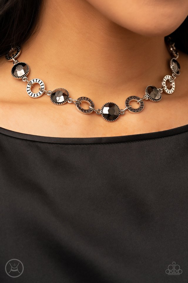 Rhinestone Rollout - Silver - Paparazzi Necklace Image