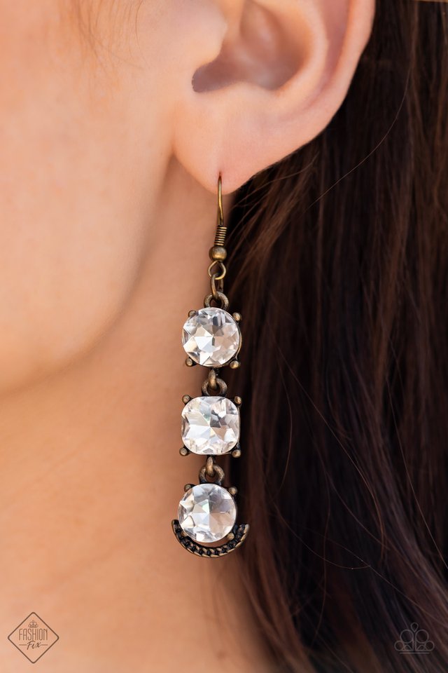 Determined to Dazzle - Brass - Paparazzi Earring Image