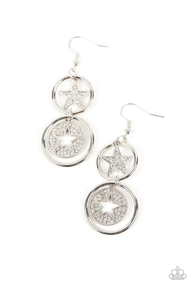 Liberty and SPARKLE for All - White - Paparazzi Earring Image